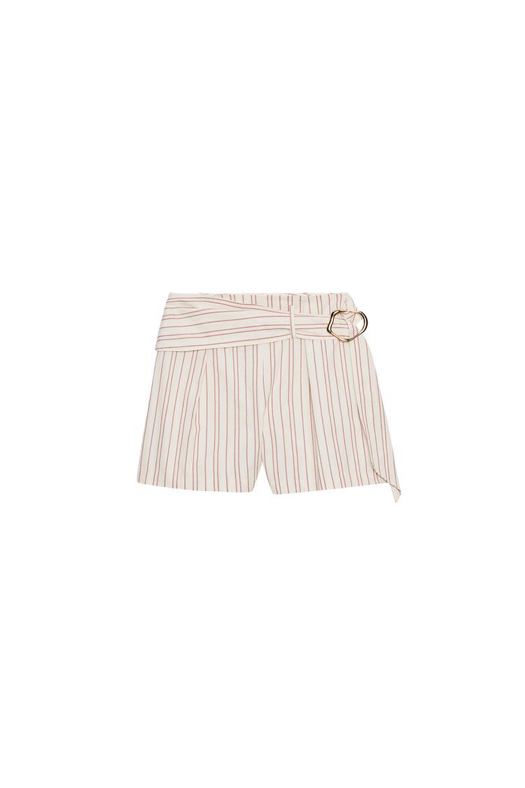 PANTALONES CORTOS BERMUDA ÀS RAYAS CON CINTURÓN
