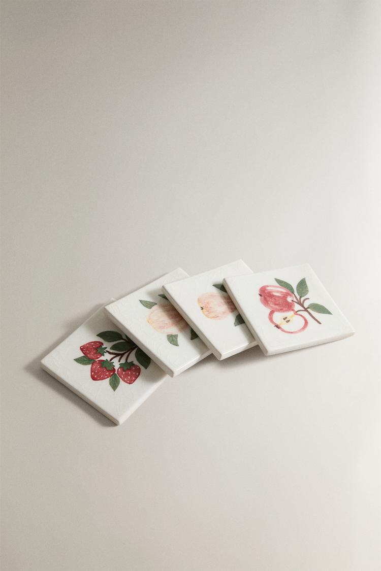 PACK BASES PARA VASOS GRÉS FRUTAS (PACK DE 4)